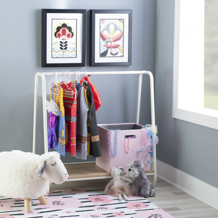 White wooden clothes discount rack